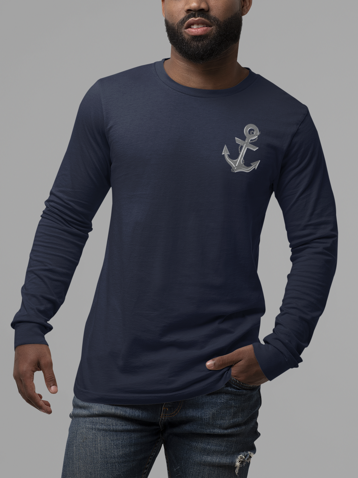 When the storm is raging, My anchor never fails. Hebrews 6:19 bible verse long Sleeve Christian tshirt. Nautical Anchor shirt for men and women.