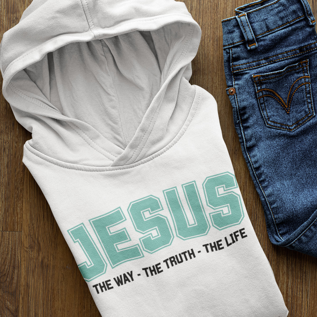 Toddler Jesus The Way, The Truth, The Life Pullover Fleece Hoodie, Christian Jesus Hoodie For Toddlers