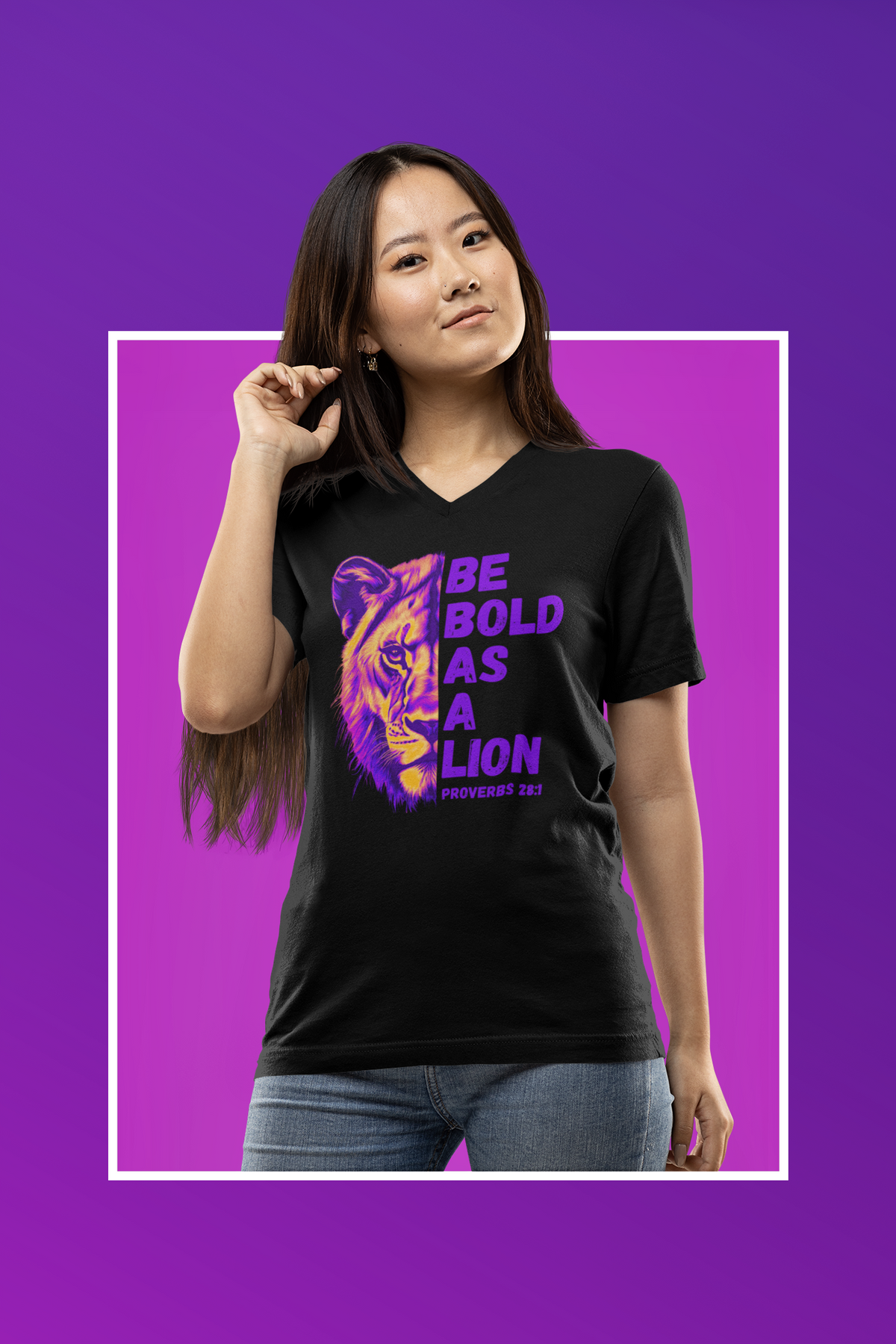 Short Sleeve Be Bold As A Lion V-Neck Tee