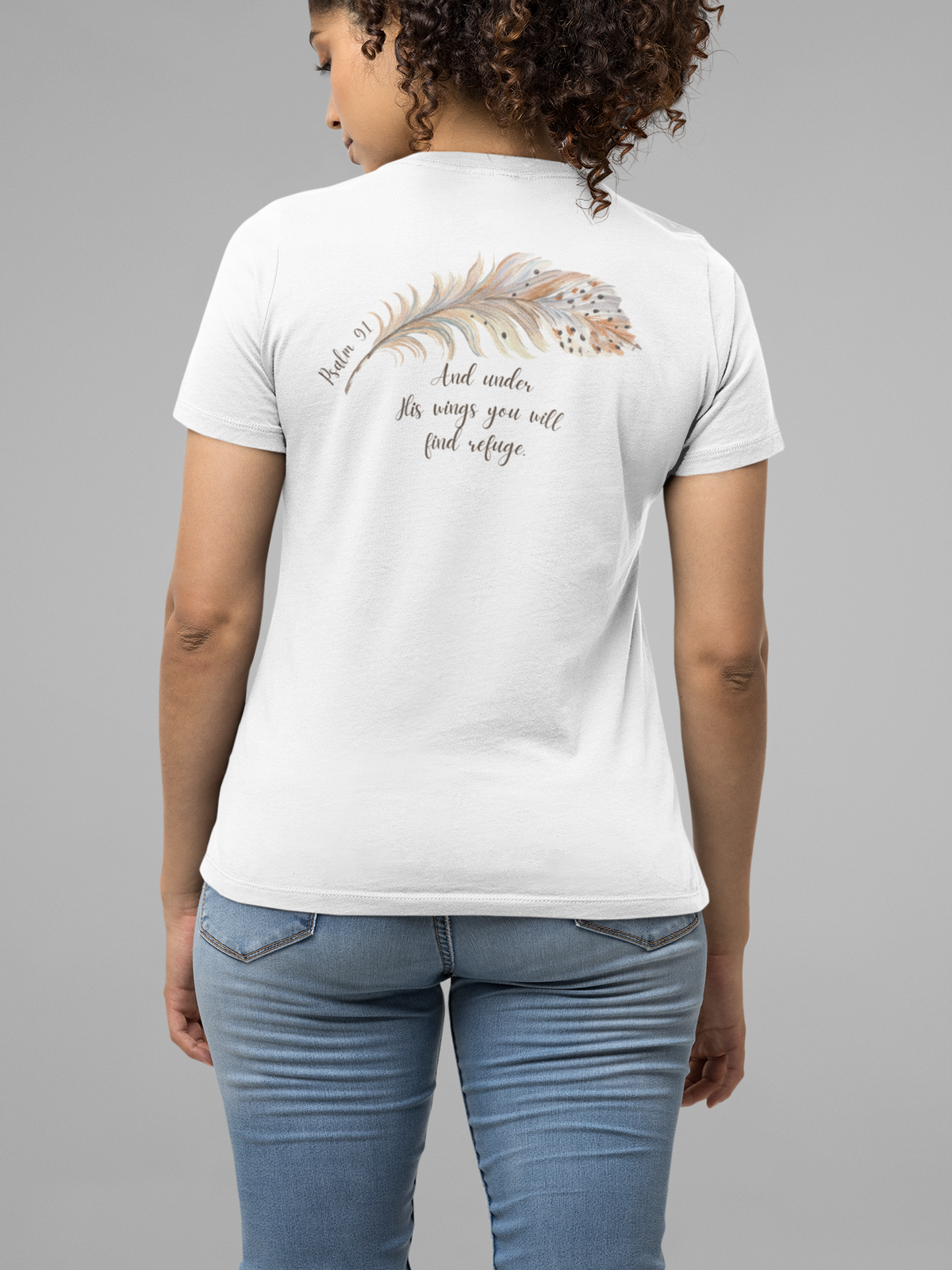 Christian Women's Psalm 91 vneck tshirt. Short Sleeve v-neck bible verse scripture tshirt