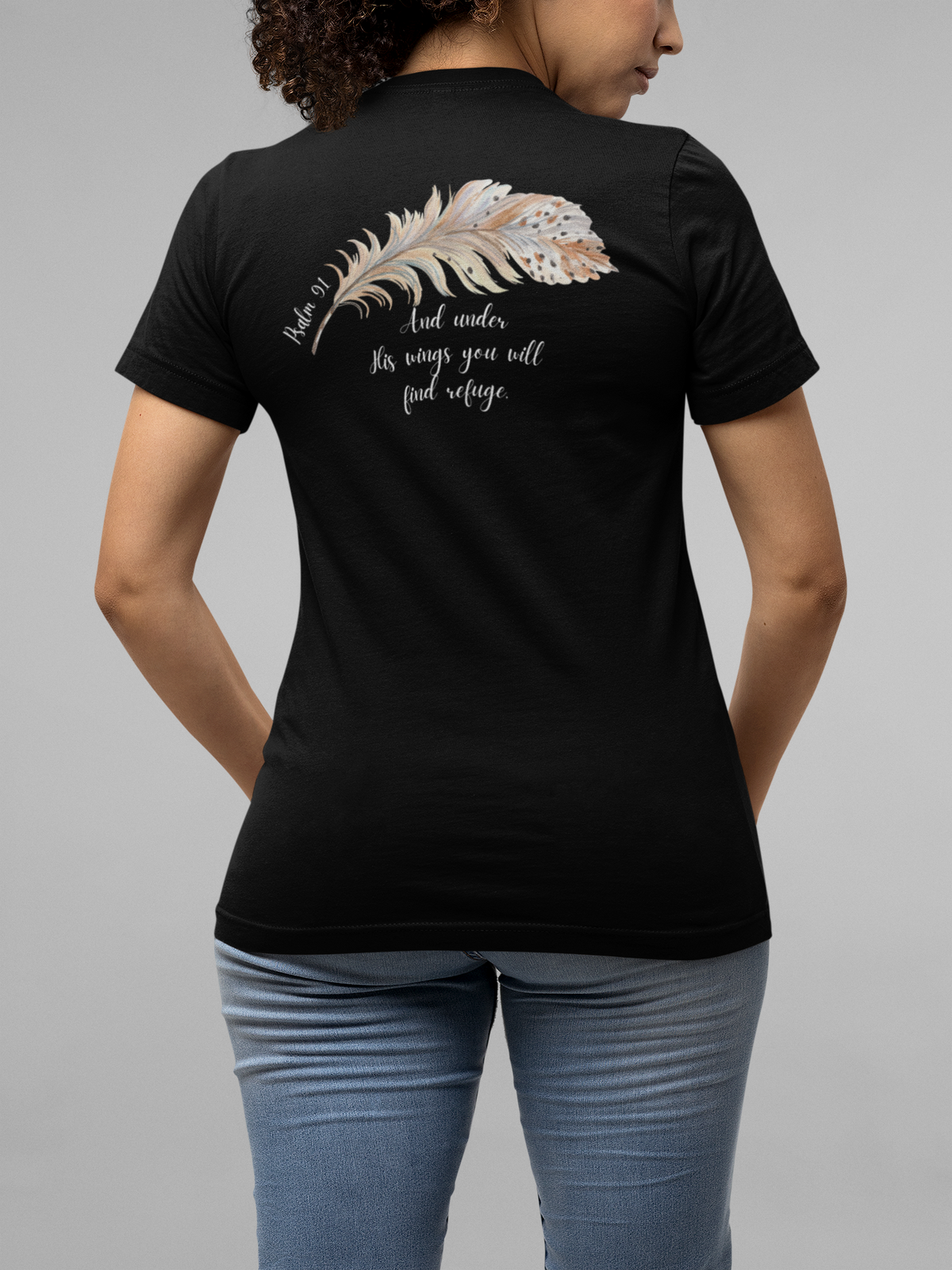 Christian Women's Psalm 91 vneck tshirt. Short Sleeve v-neck bible verse scripture tshirt