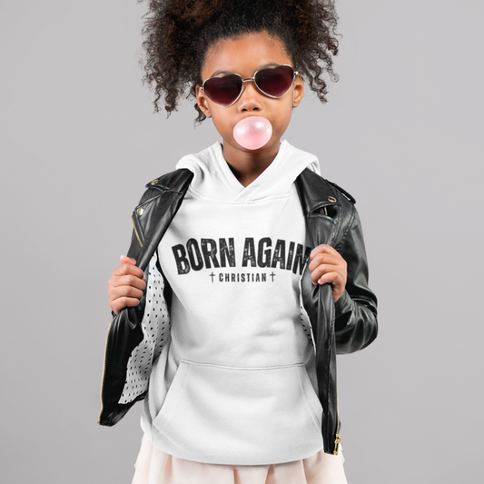 Born Again Christian Youth Hoodie, Christian Sweatshirt, Religion Apparel, Faith-Based Gift, Church Youth Group Clothing