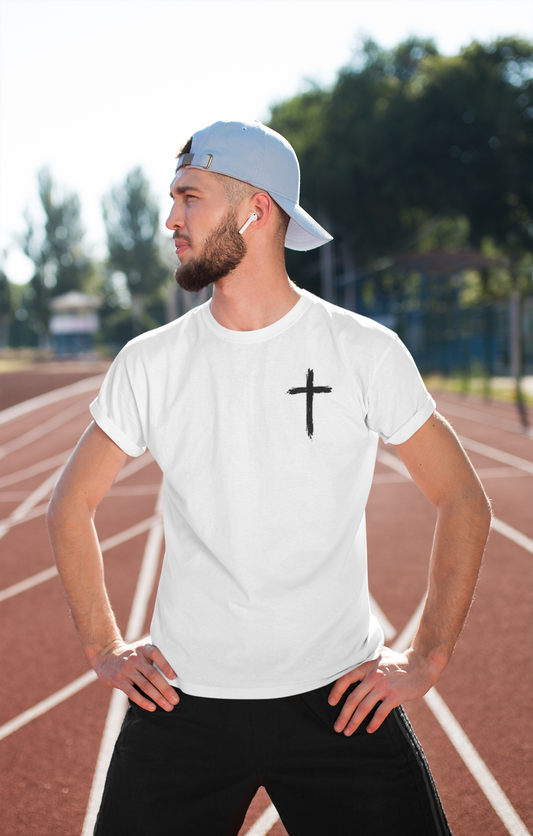 The 'Be Bold As A Lion' black and white graphic tee is a great way to represent your faith in Jesus Christ. The lion face pops with its gorgeous, lifelike markings throughout. In a big bold font, a reminder of God's word in Proverbs 28:1 from the Bible, to "Be Bold As A Lion". With a small cross on the front chest and availability in many colors, this t-shirt is one you will want in every color!