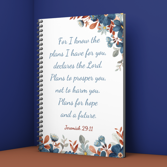 Spiral Notebook -Christian Bible Verse Ruled Line Notebook - Jeremiah 29:11 - For I Know The Plans I Have For You, Plans For Hope