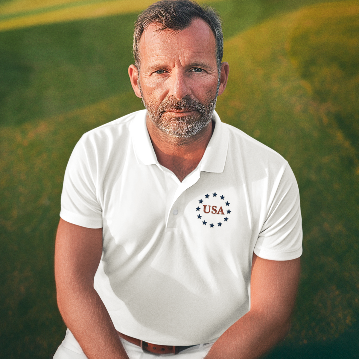 USA American Flag Men's Sport Polo Shirt - Patriotic Golf Polo