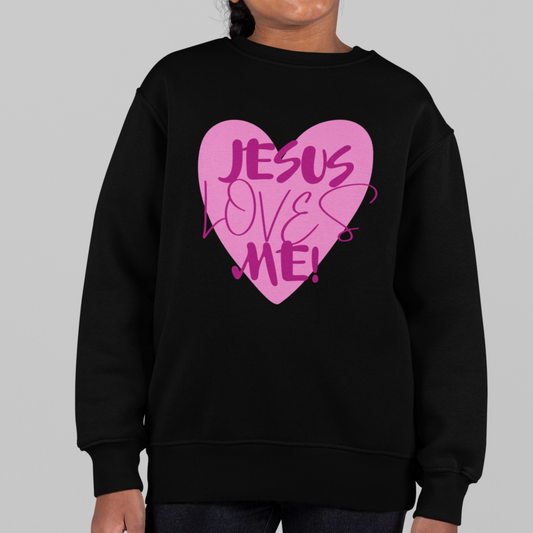 Kids Jesus Loves Me Youth Crewneck Sweatshirt