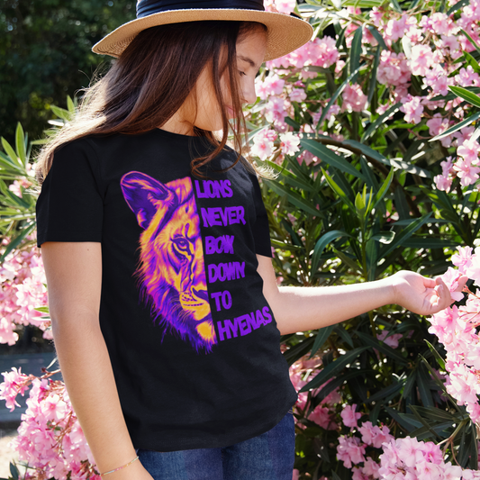 Kids Lions Never Bow Down To Hyenas Colorful Short Sleeve Tee