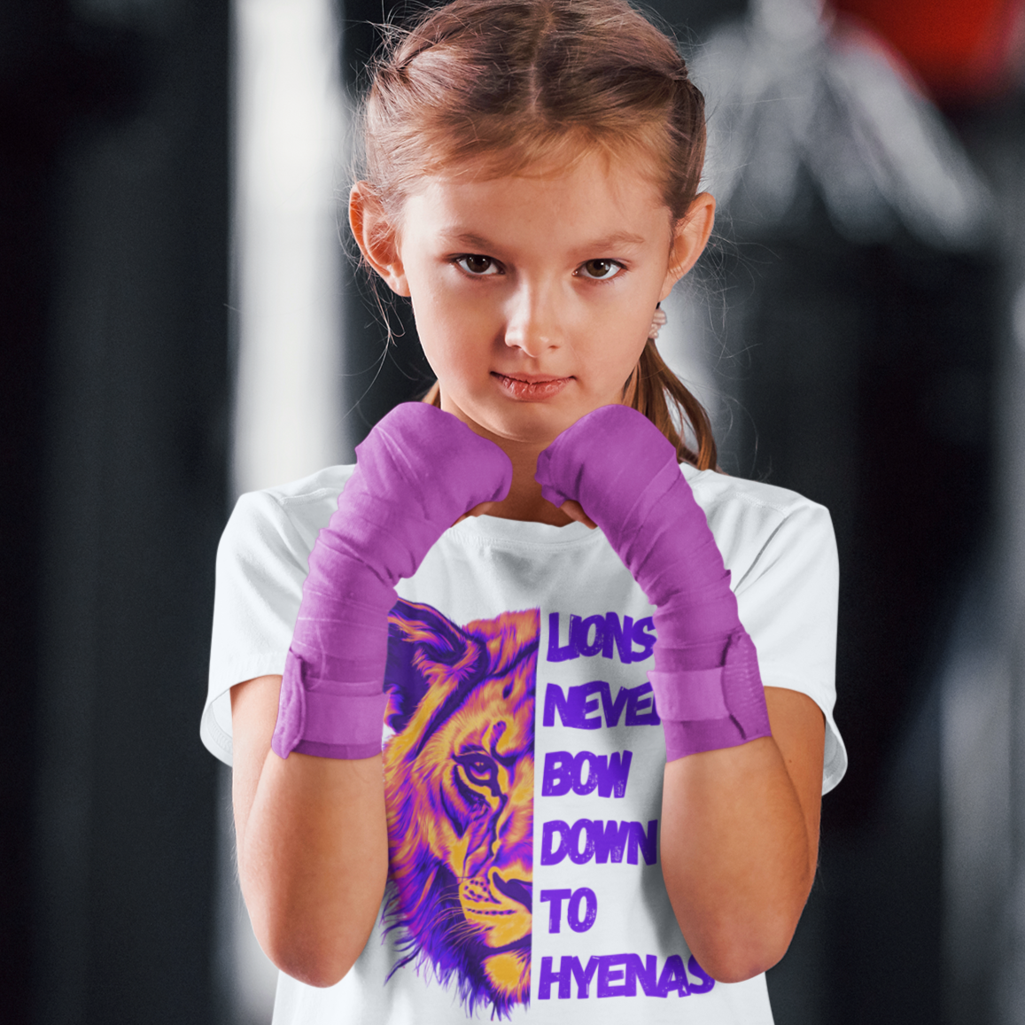 Kids Lions Never Bow Down To Hyenas Colorful Short Sleeve Tee