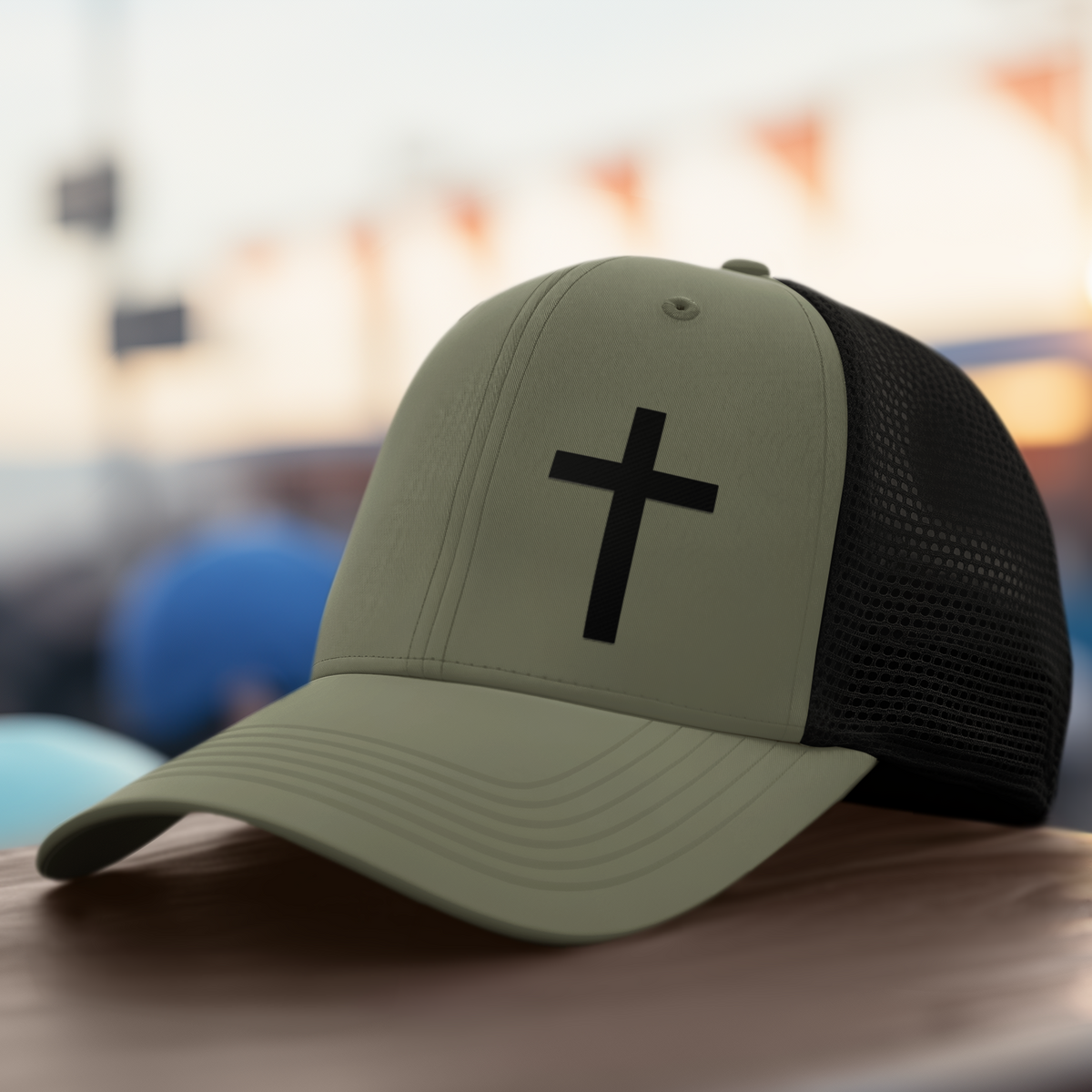 Embroidered Cross Snapback Hat, Faith-Inspired Trucker Cap