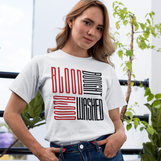Blood Bought Blood Washed Christian Faith Jesus Tee, Gospel Message Apparel, Gift for Believers, Everyday Wear