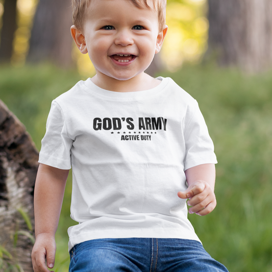 God's Army Active Duty Toddler T-Shirt | Christian Toddler Tee | Faith-Based Military Little Kids Shirt