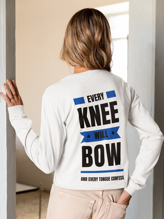 Long Sleeve Every Knee Will Bow Jesus Tee