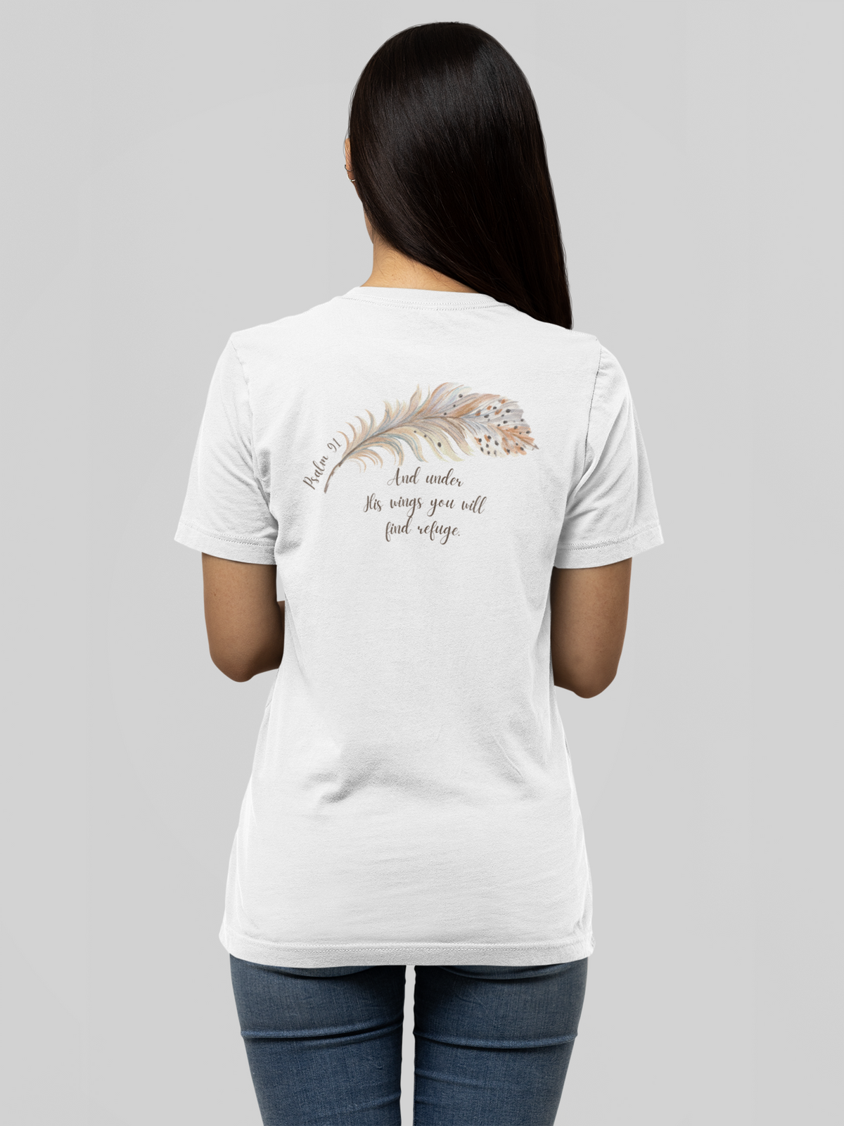 Christian Women's Psalm 91 vneck tshirt. Short Sleeve v-neck bible verse scripture tshirt
