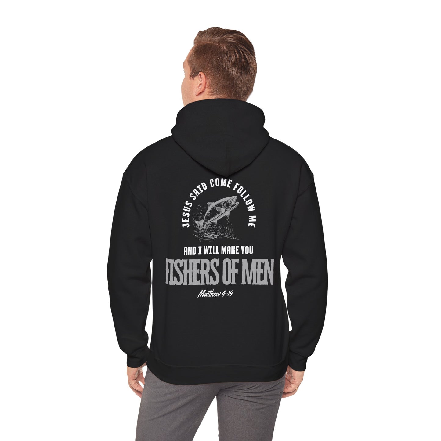 Fishers Of Men Scripture Hooded Sweatshirt, Heavyweight Jesus Inspired Bible Verse Hoodie