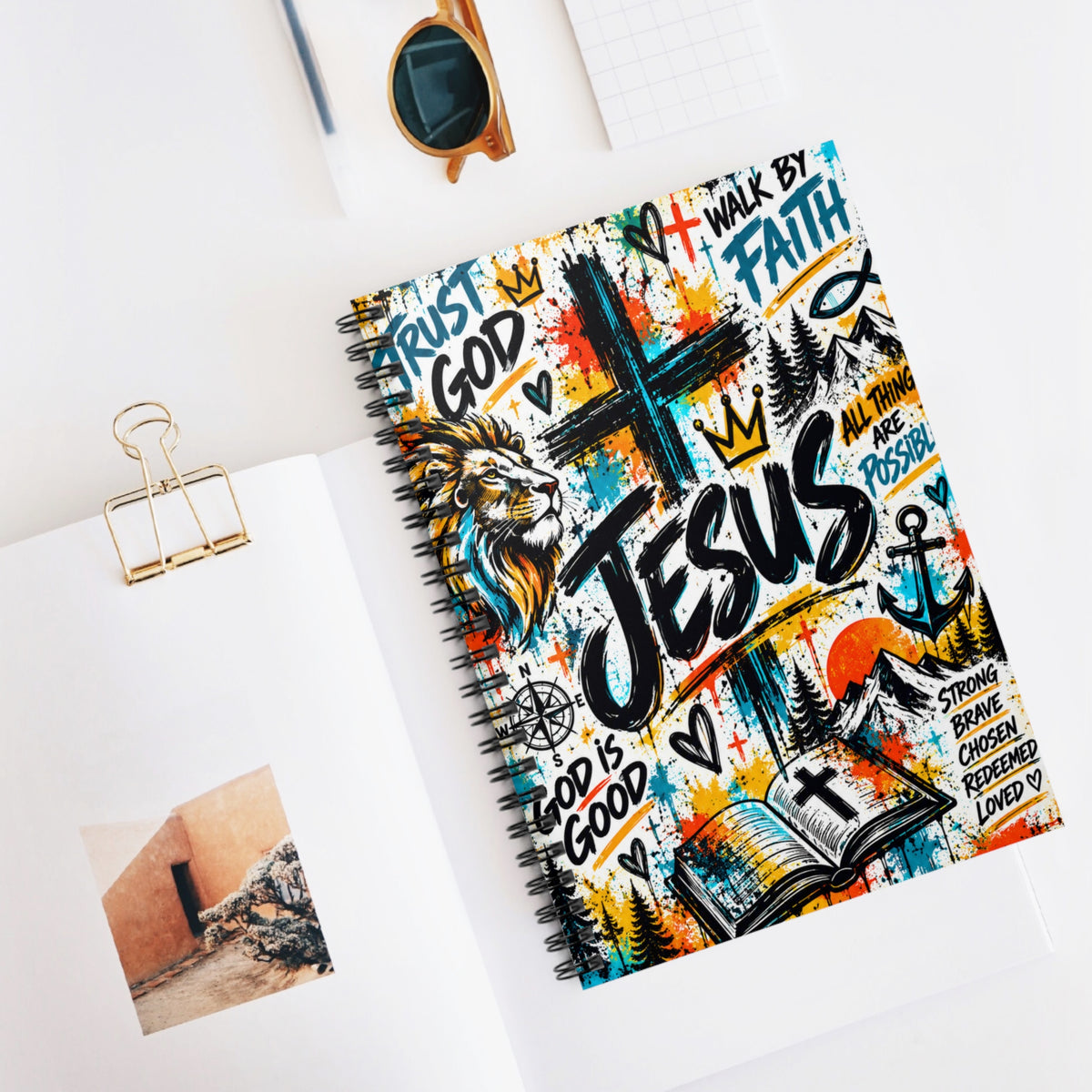 Jesus Walk by Faith Christian Spiral Notebook | Colorful Faith Journal – 6" x 8"