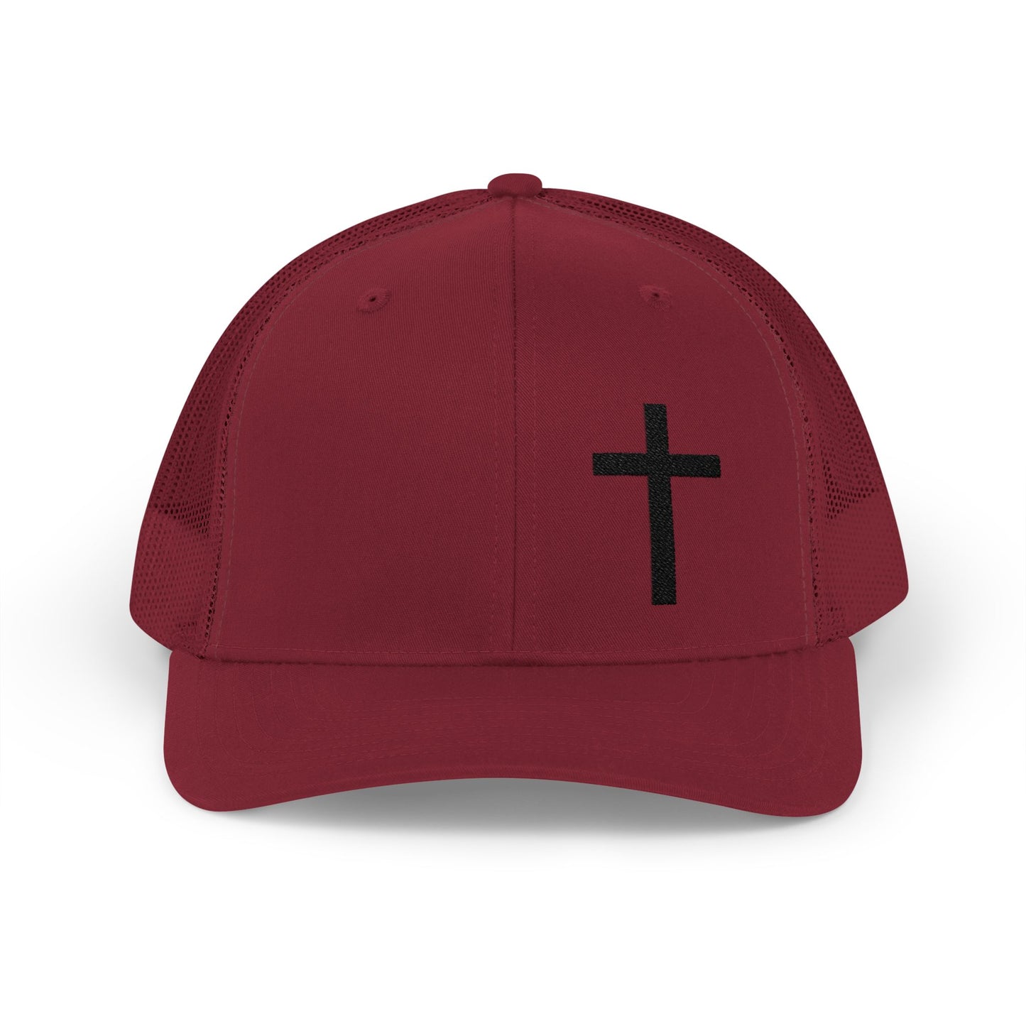 Faith-Inspired Snapback Trucker Cap with Embroidered Cross Design