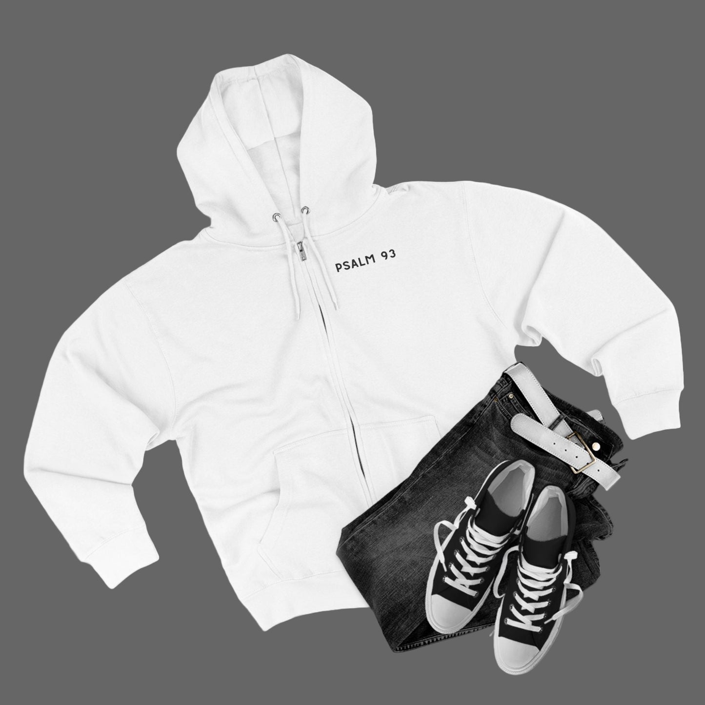 Psalm 93 "Mightier Than The Waves' Bible Verse Full Zip Hoodie | Christian Zip-Up Sweatshirt, Religious Gift, Faith-Based Clothing, Scripture Hoodie