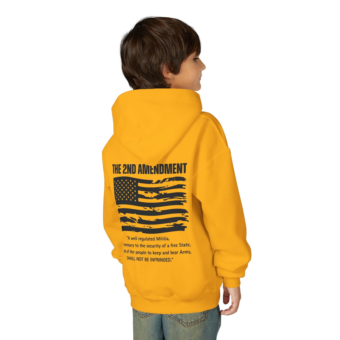 Youth 2nd Amendment Flag Design Hoodie, Kids 2A Sweatshirt, Gift for Teens, Patriotic Apparel, Flag Hoodie