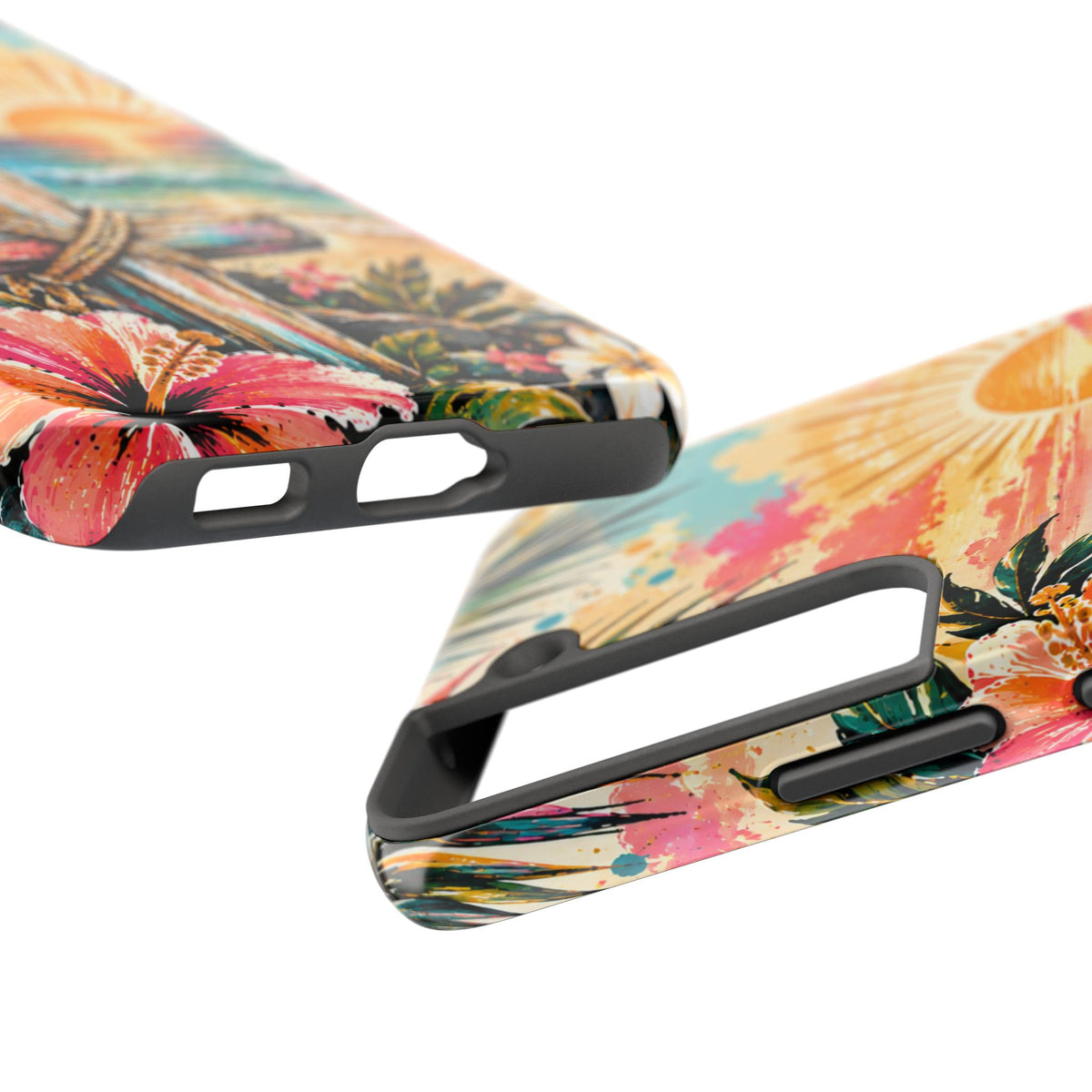 Tropical Cross Christian Phone Case | Beach Sunset & Floral Faith-Inspired Protective Case