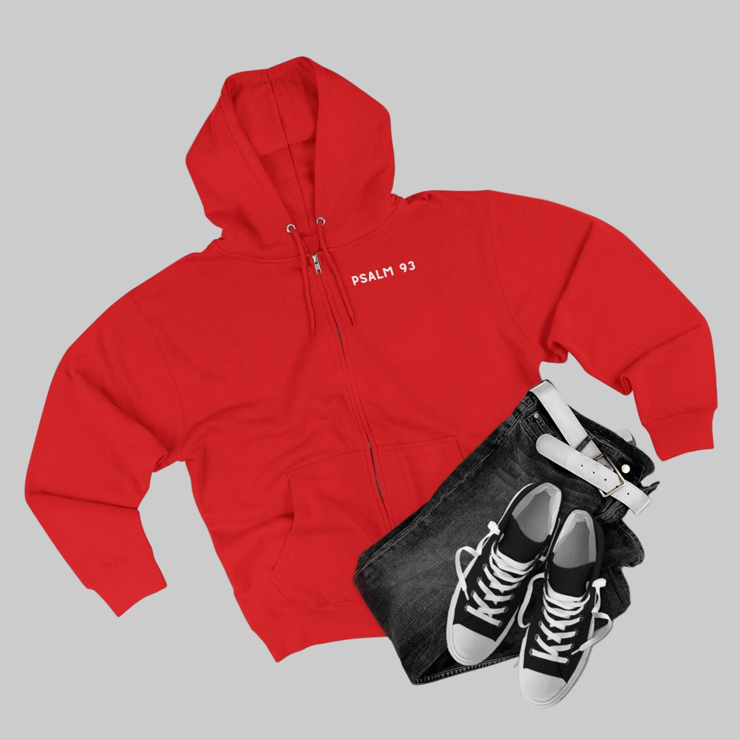 Psalm 93 "Mightier Than The Waves' Bible Verse Full Zip Hoodie | Christian Zip-Up Sweatshirt, Religious Gift, Faith-Based Clothing, Scripture Hoodie