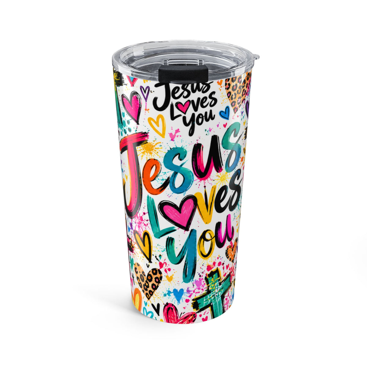 Jesus Loves You 20oz Tumbler | Colorful Christian Faith Cup with Lid