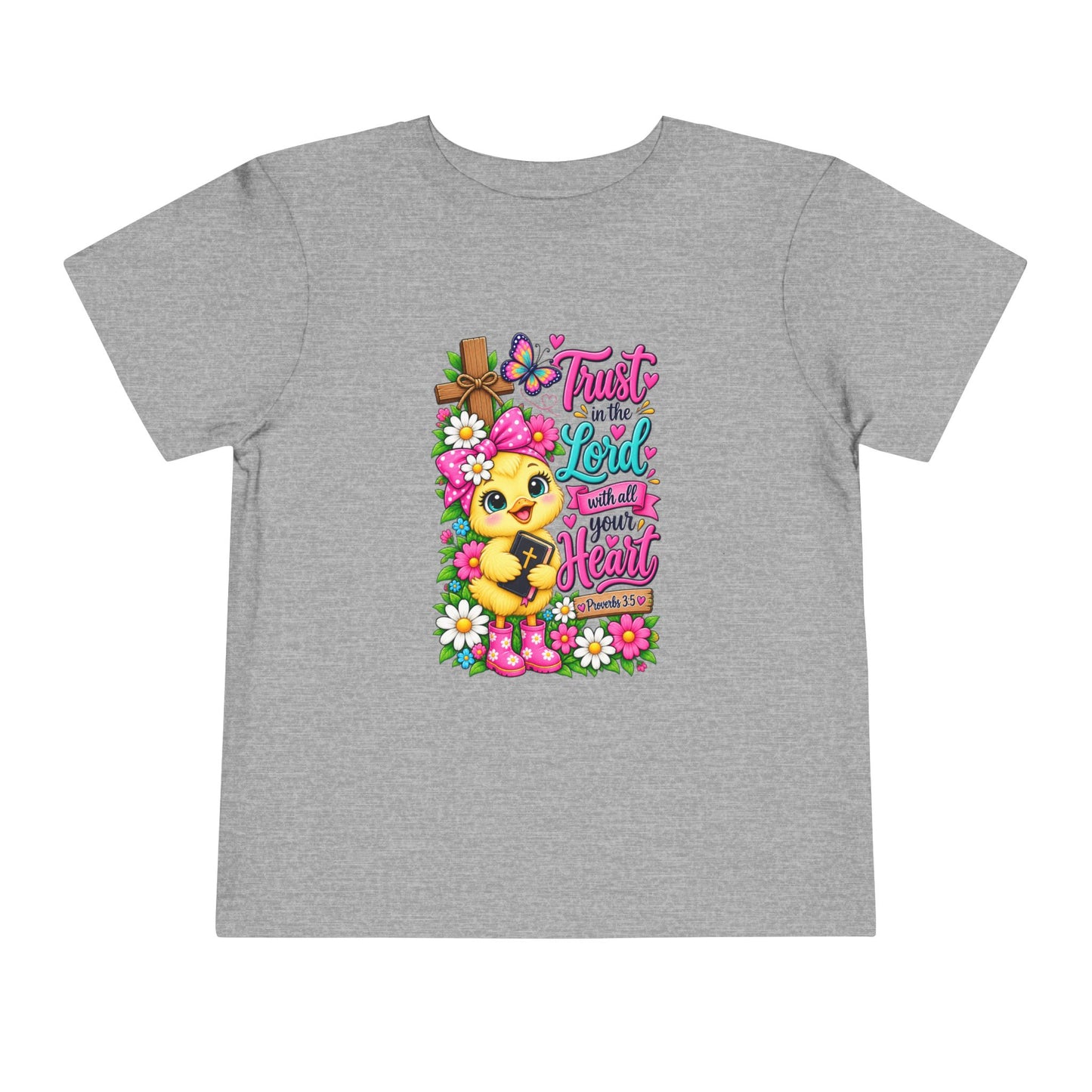Trust in the Lord Toddler Girl T-Shirt | Proverbs 3:5 Christian Scripture Tee | Faith-Based Little Girls Shirt