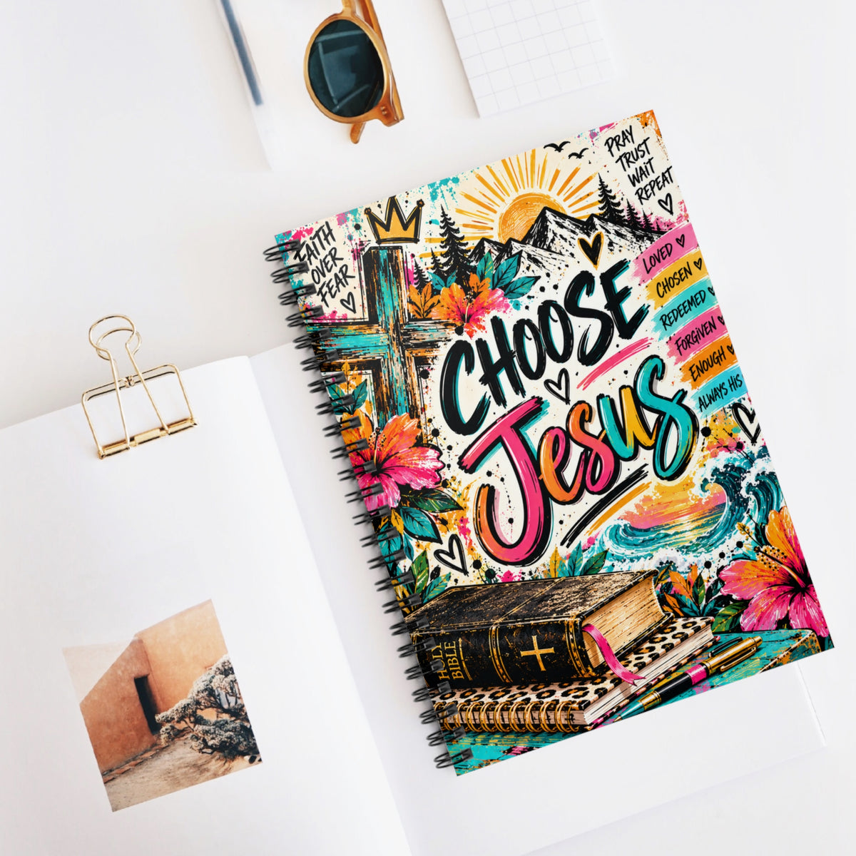 Choose Jesus Christian Spiral Notebook | Colorful Faith Journal for Women & Teen Girls
