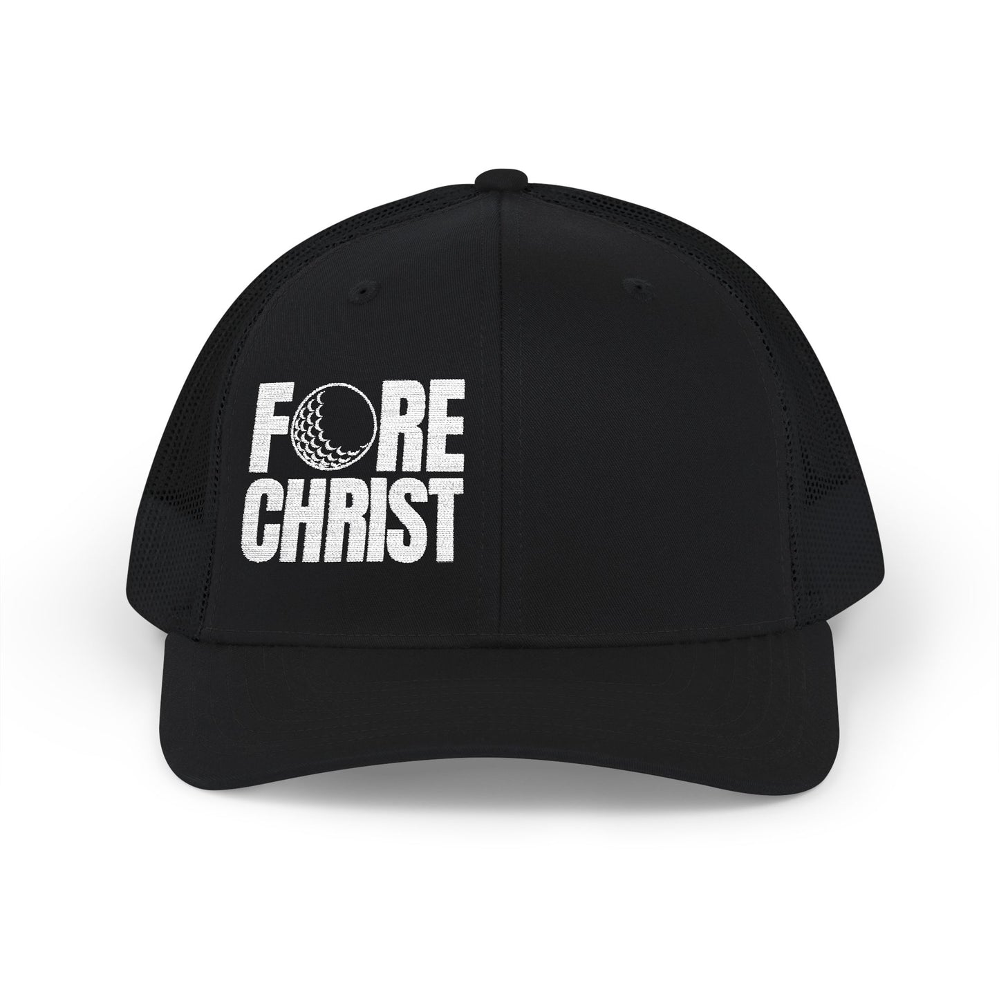 Fore Christ Trucker Hat For Golfers - Snapback Golf Hat for Christians