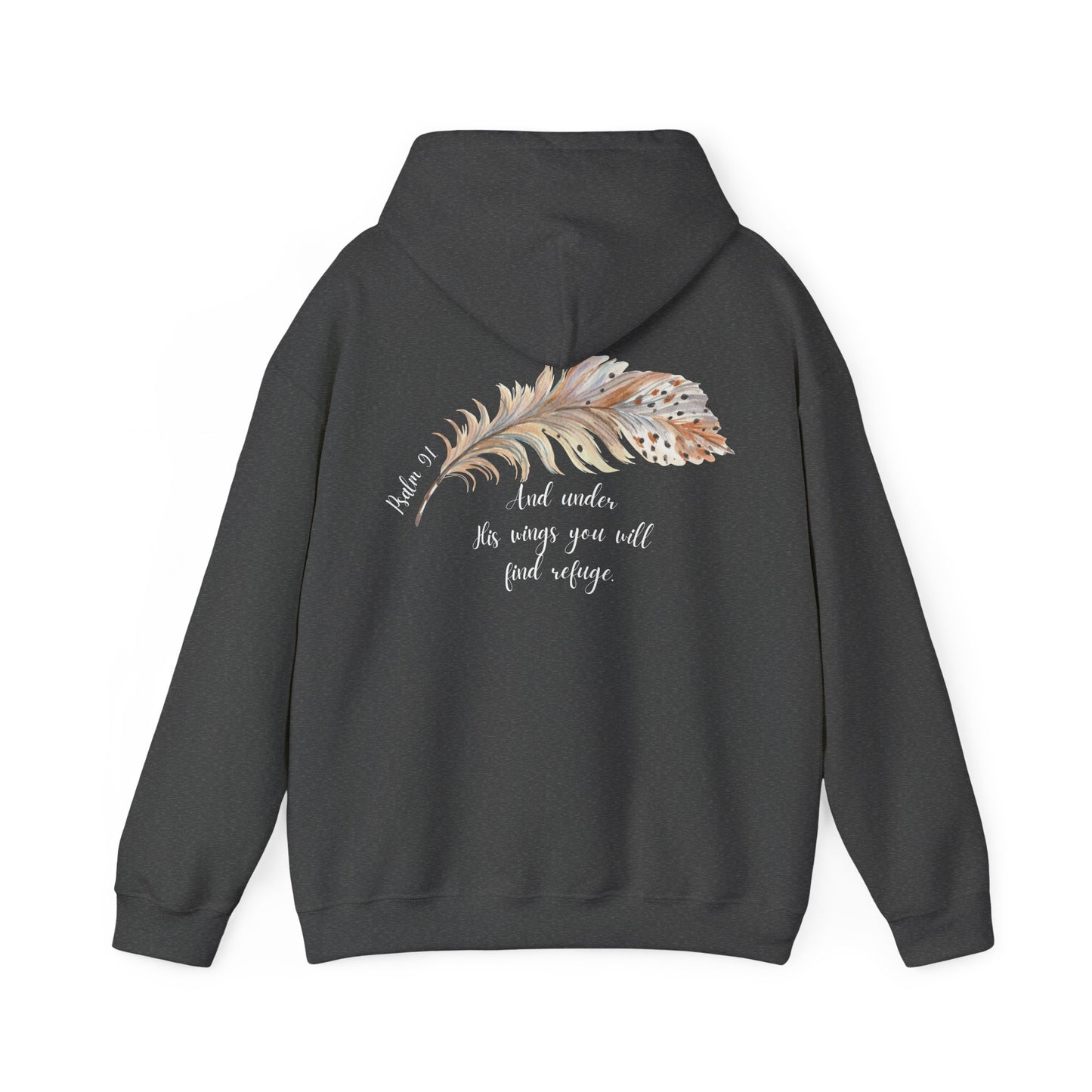 Psalm 91:4 Under His Wings You Will Find Refuge Heavyweight Sweatshirt, Feather Design For Women, Beautiful Christian Apparel