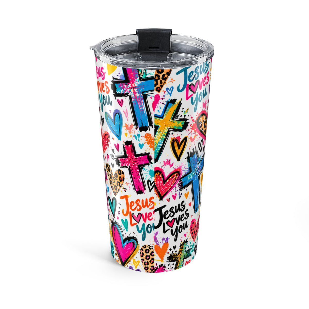 Jesus Loves You 20oz Tumbler | Colorful Christian Faith Cup with Lid