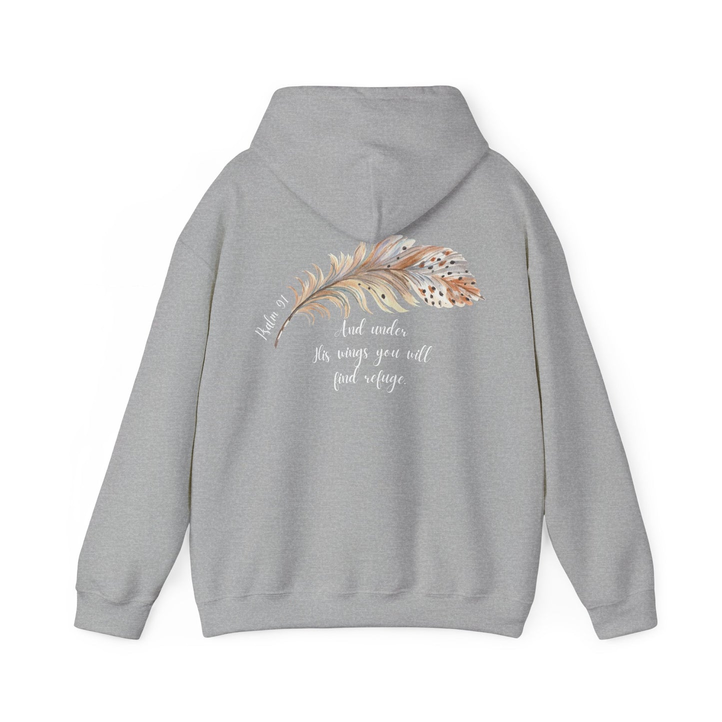 Psalm 91:4 Under His Wings You Will Find Refuge Heavyweight Sweatshirt, Feather Design For Women, Beautiful Christian Apparel
