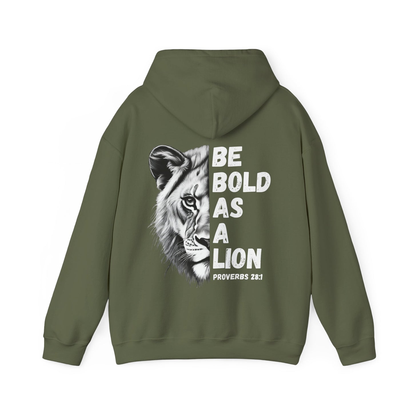 Be Bold As A Lion Christian Hoodie, Proverbs Bible Verse Hooded Sweatshirt, Lion Graphic Faith Based Sweatshirt