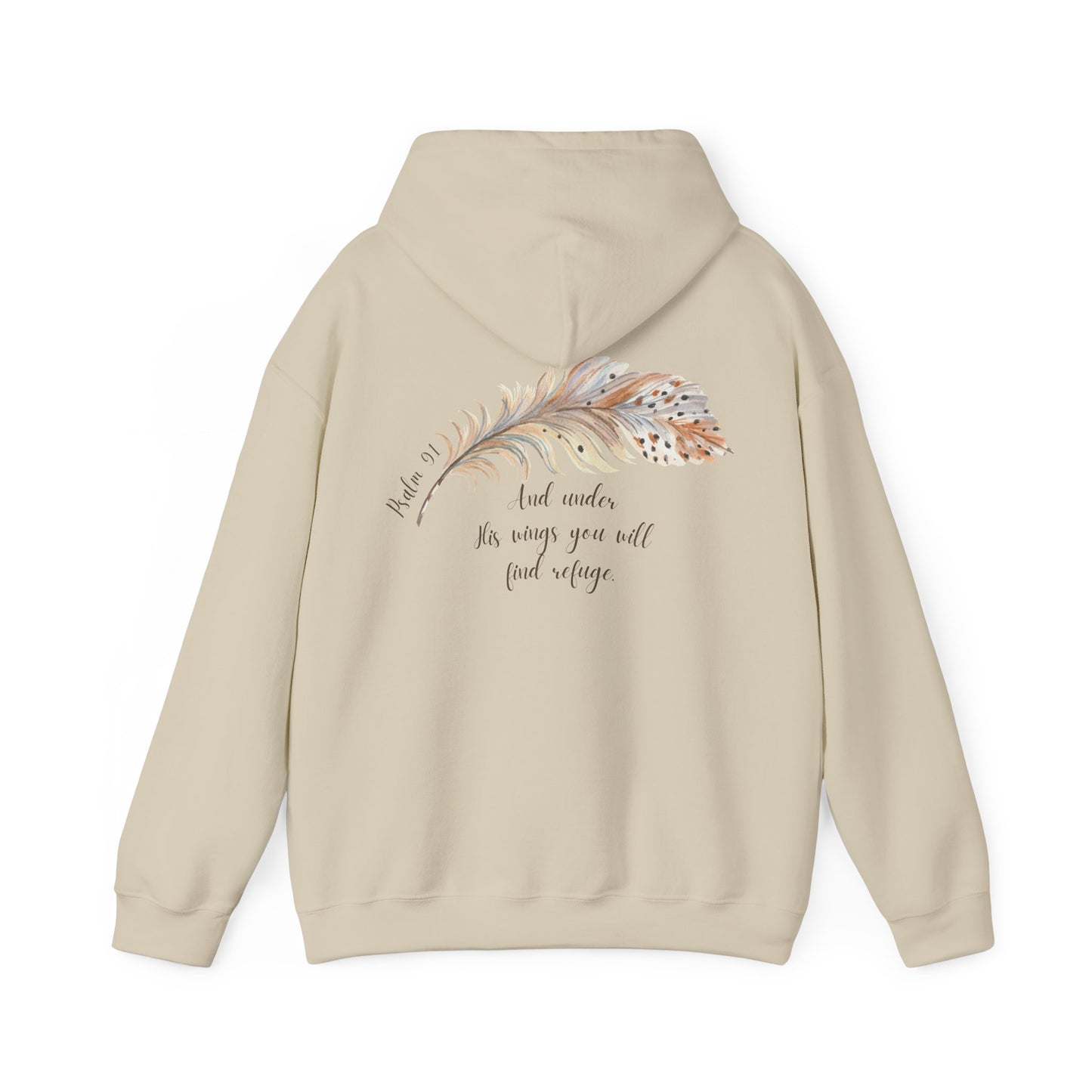 Psalm 91:4 Under His Wings You Will Find Refuge Heavyweight Sweatshirt, Feather Design For Women, Beautiful Christian Apparel
