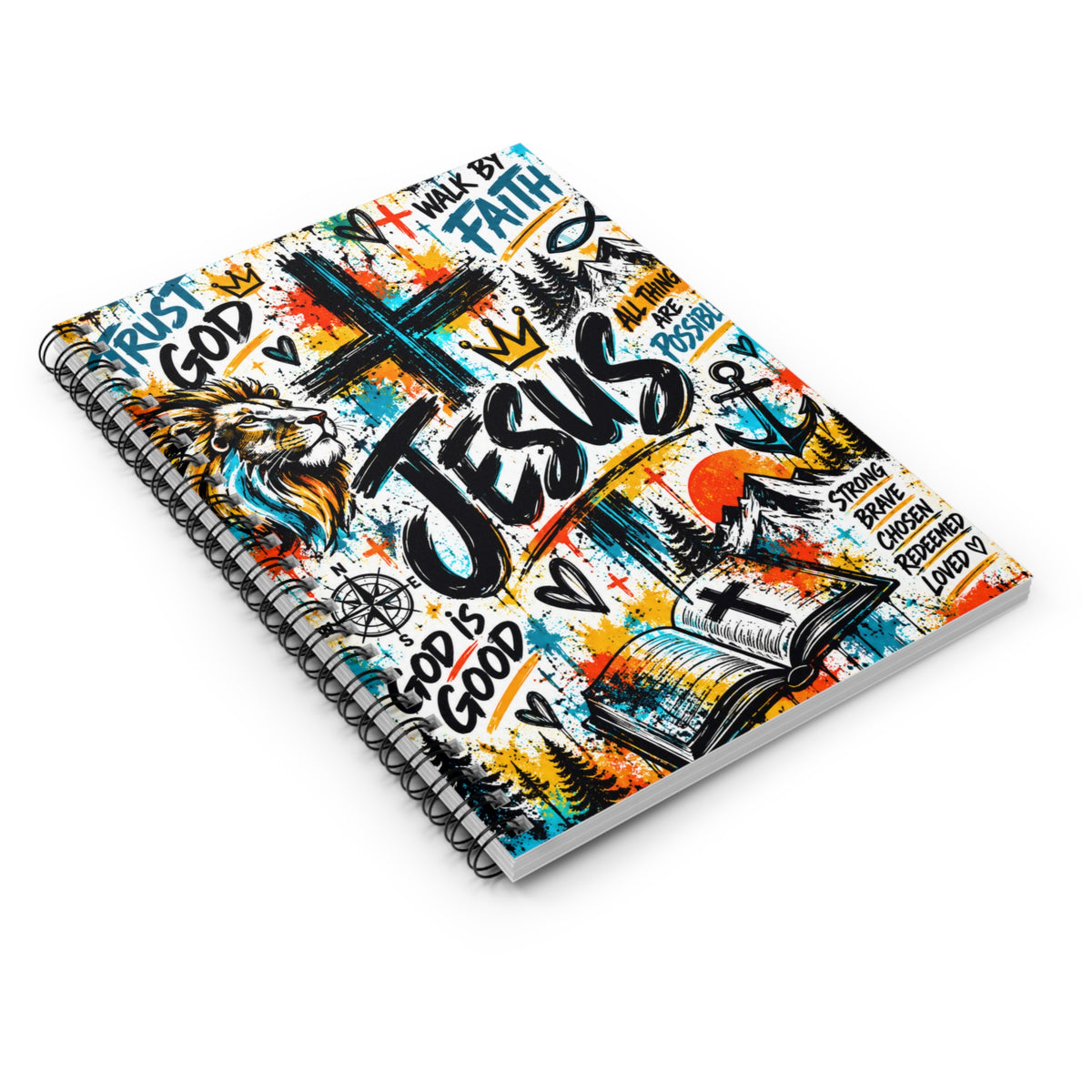 Jesus Walk by Faith Christian Spiral Notebook | Colorful Faith Journal – 6" x 8"