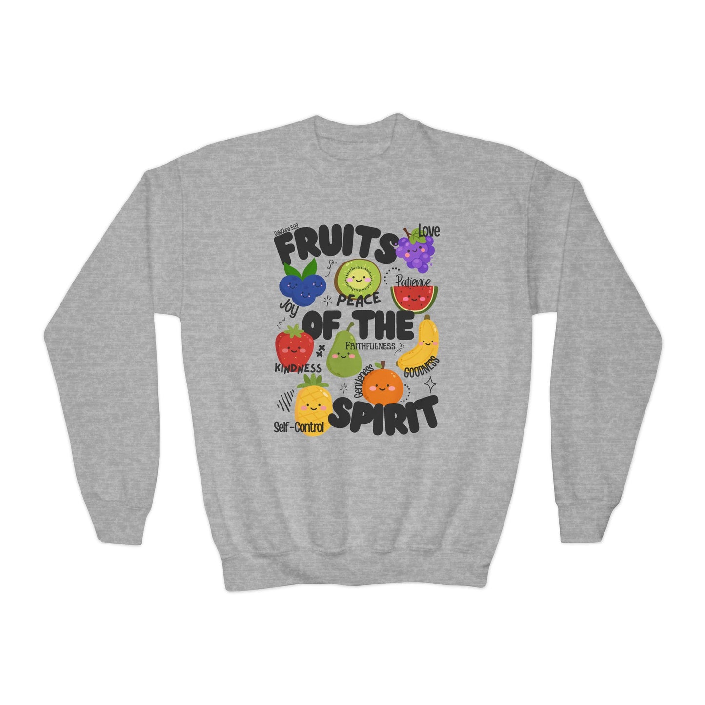 Kids 'Fruits of the Spirit' Crewneck Sweatshirt – Cute Christian Youth Bible Verse Design