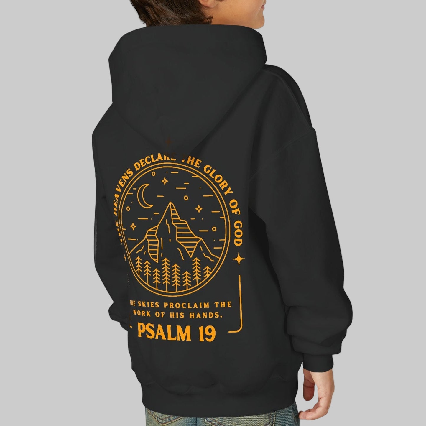 Youth Psalm 19 Hooded Sweatshirt, Cozy Kids Christian Apparel, 'The Heavens Declare The Glory Of God' Teen Bible Verse Hoodie