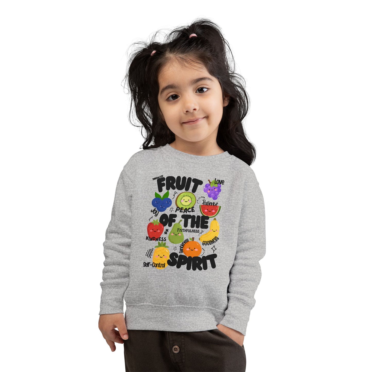 Toddler Fruit of the Spirit Christian Sweatshirt | Galatians 5:22–23 Bible Verse Crewneck