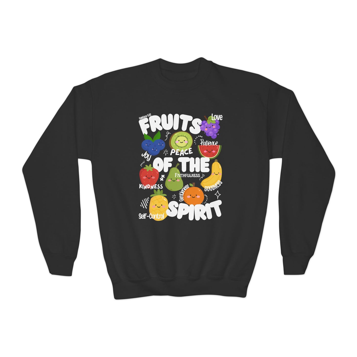 Kids 'Fruits of the Spirit' Crewneck Sweatshirt – Cute Christian Youth Bible Verse Design