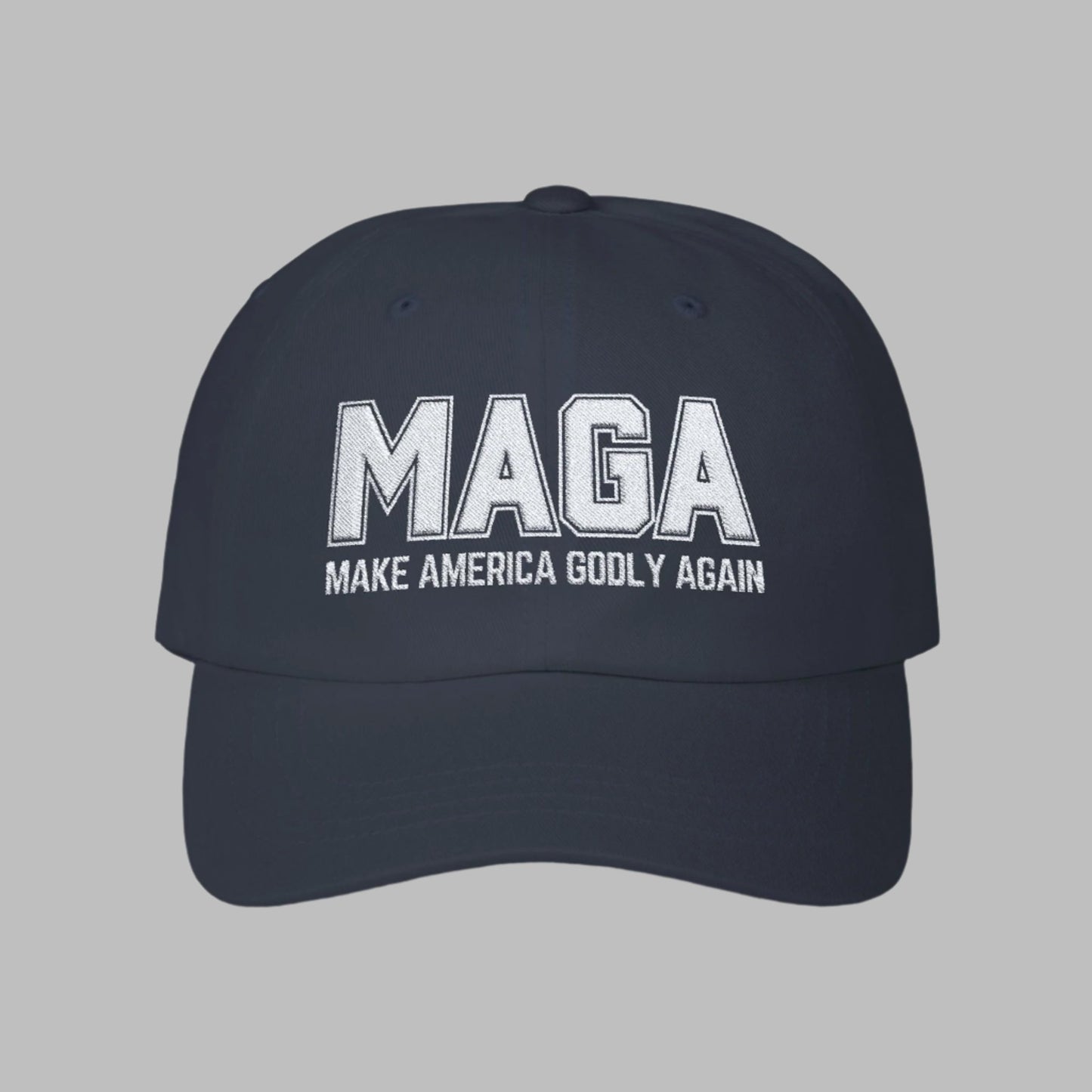 MAGA Make America Godly Again Classic Hat. White Embroidered Design