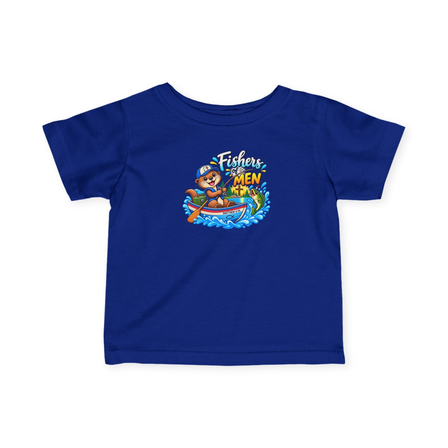 Fishers of Men Christian Infant T-Shirt – Matthew 4:19 Faith-Based Baby Tee with Cute Otter Design