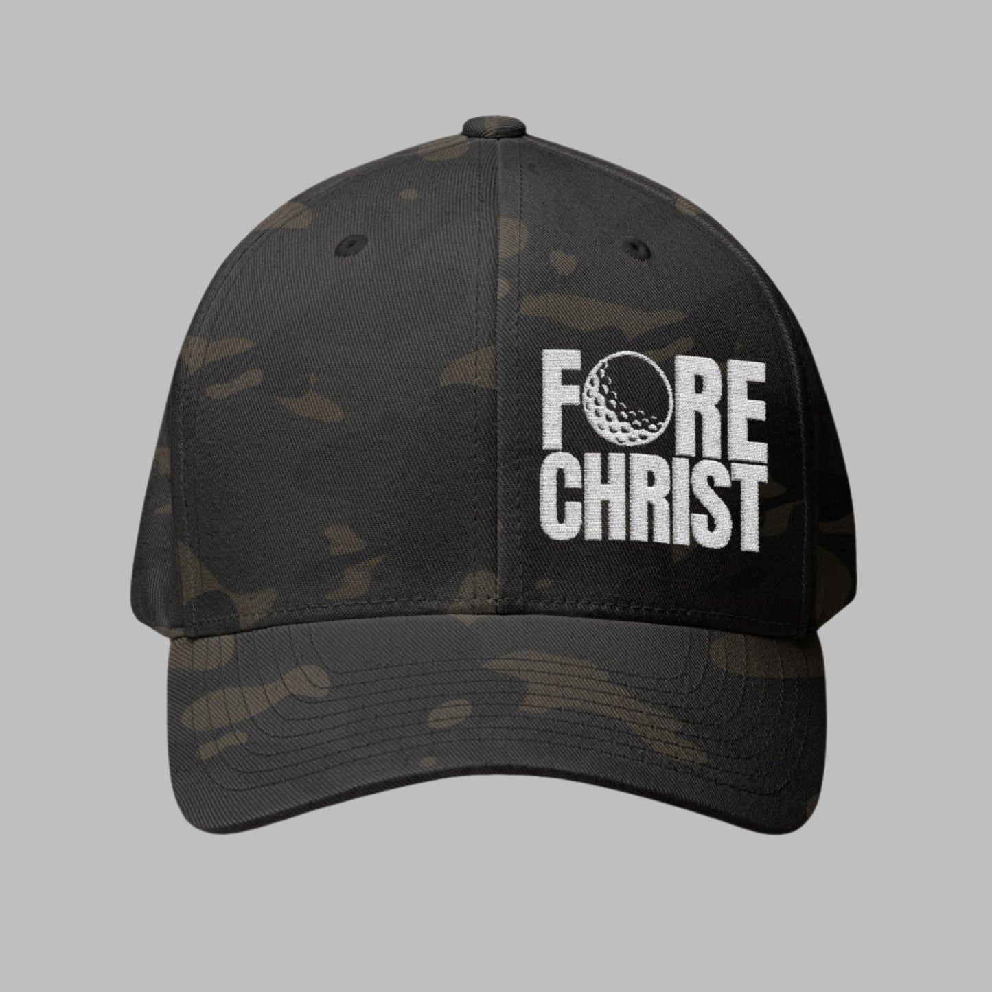 Fore Christ Embroidered Golf Hat - Faith-Inspired Closed-Back Hat For Golfers