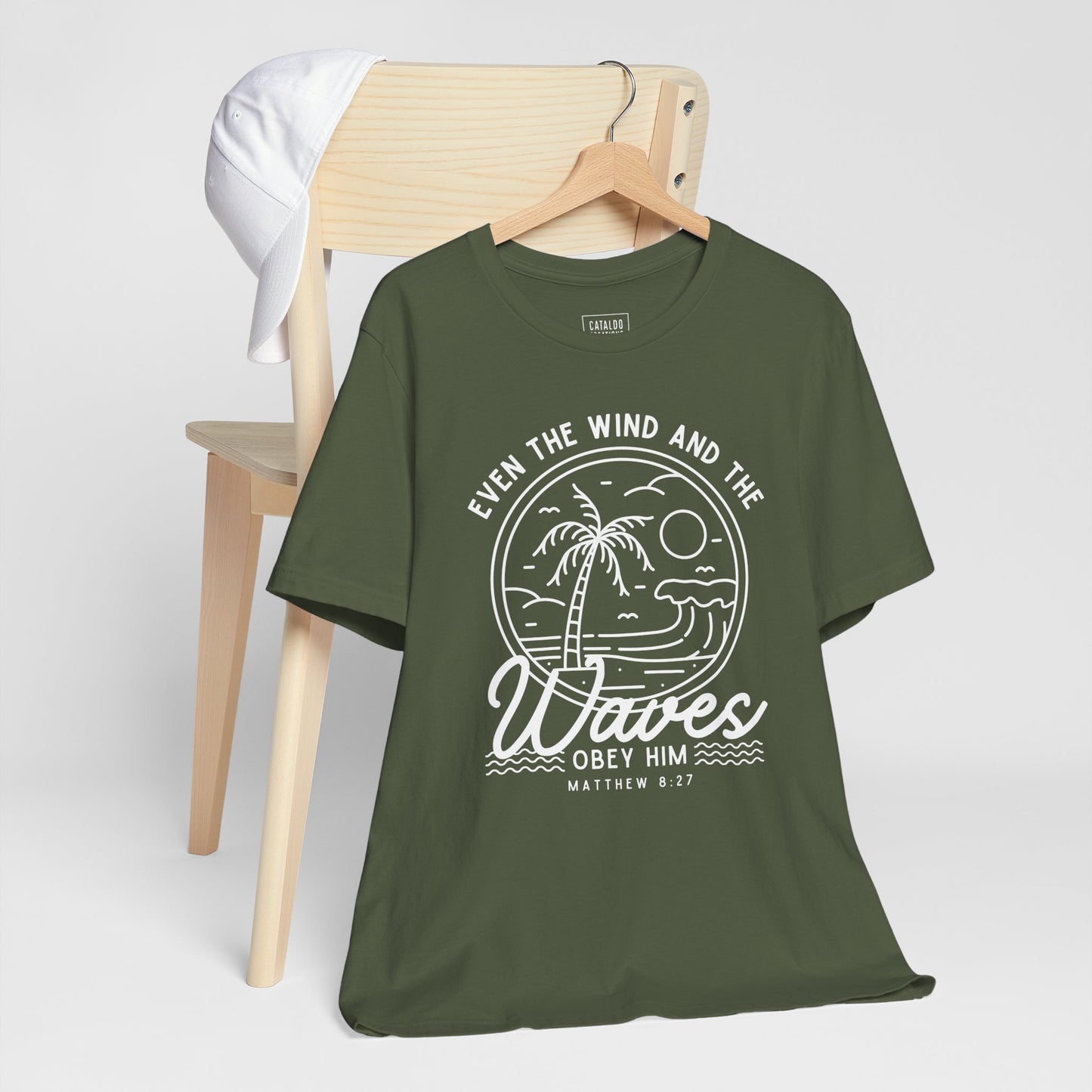 Bible Verse Graphic Shirt - 'Even the Wind and the Waves Obey Him' Scripture Tee