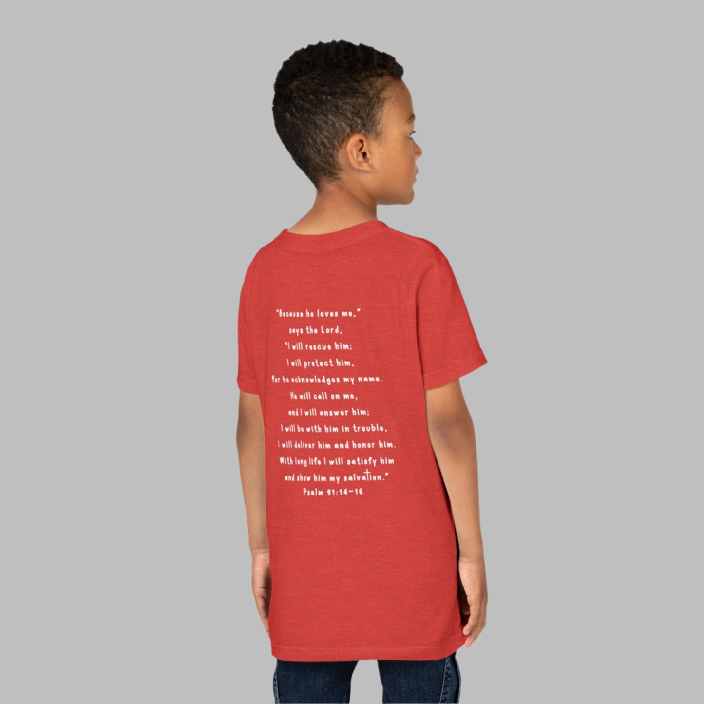 Kids Psalm 91 Bible Verse Youth Short Sleeve Tee