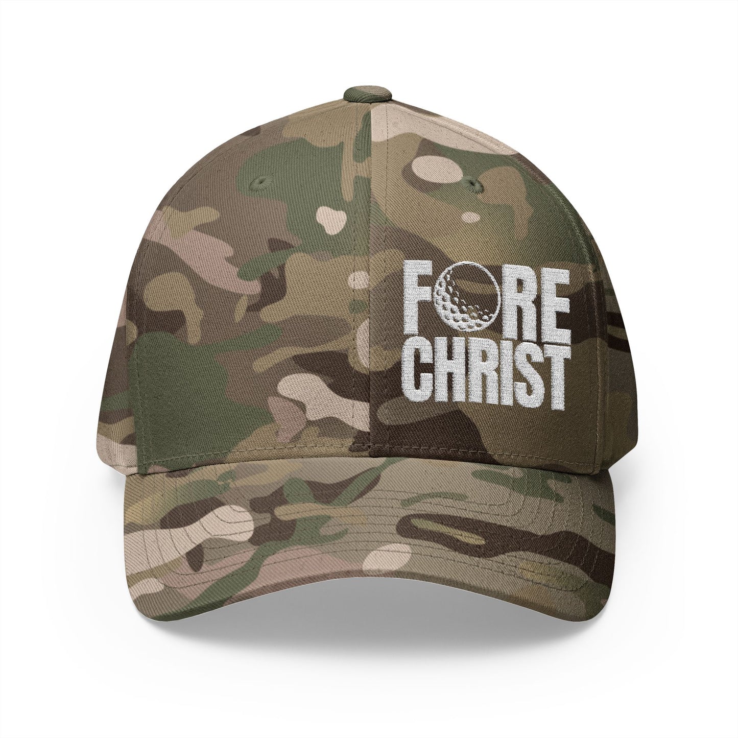 Fore Christ Embroidered Golf Hat - Faith-Inspired Closed-Back Hat For Golfers