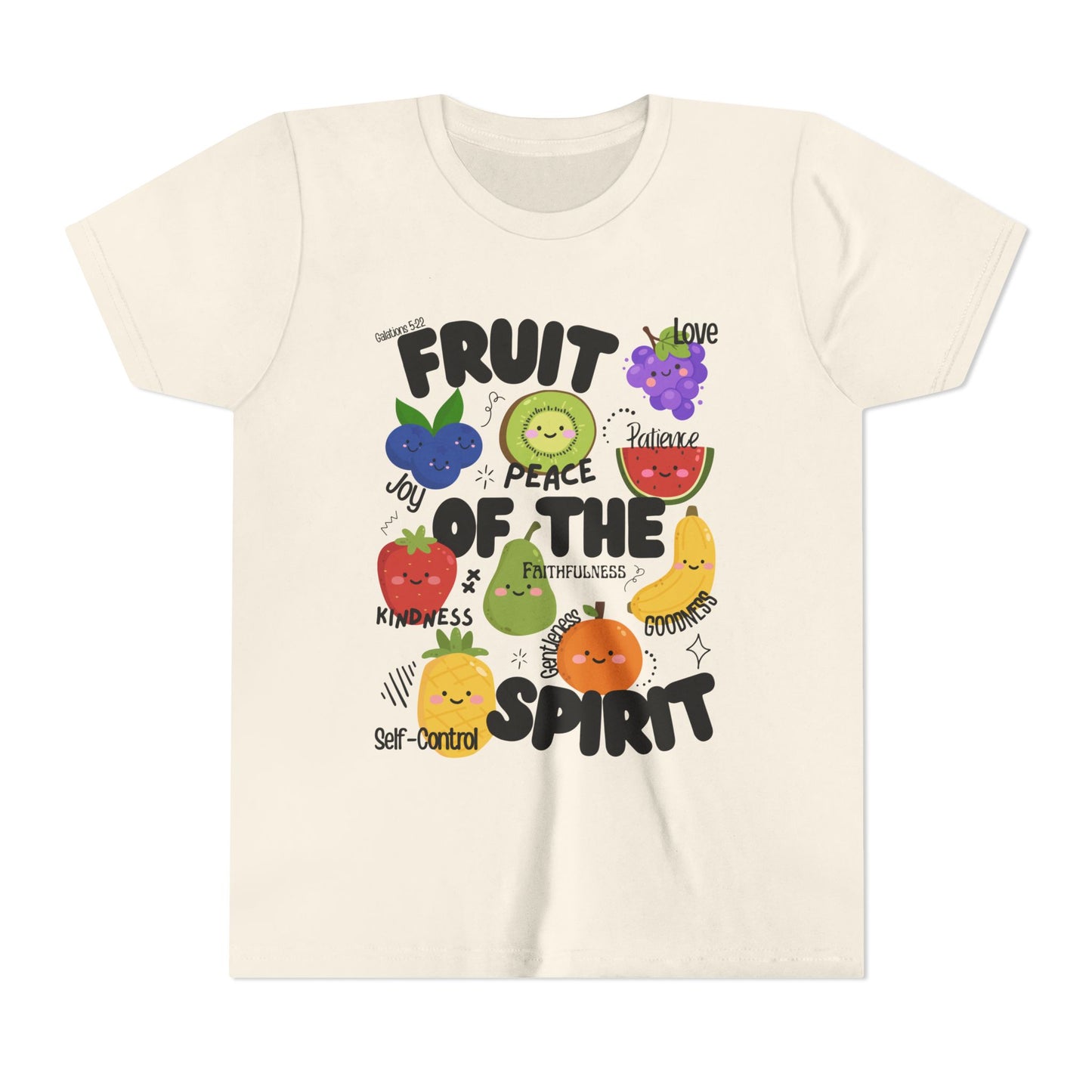 Kids Fruit of the Spirit Christian T-Shirt, Galatians 5:22-23 Youth Bible Verse Tee
