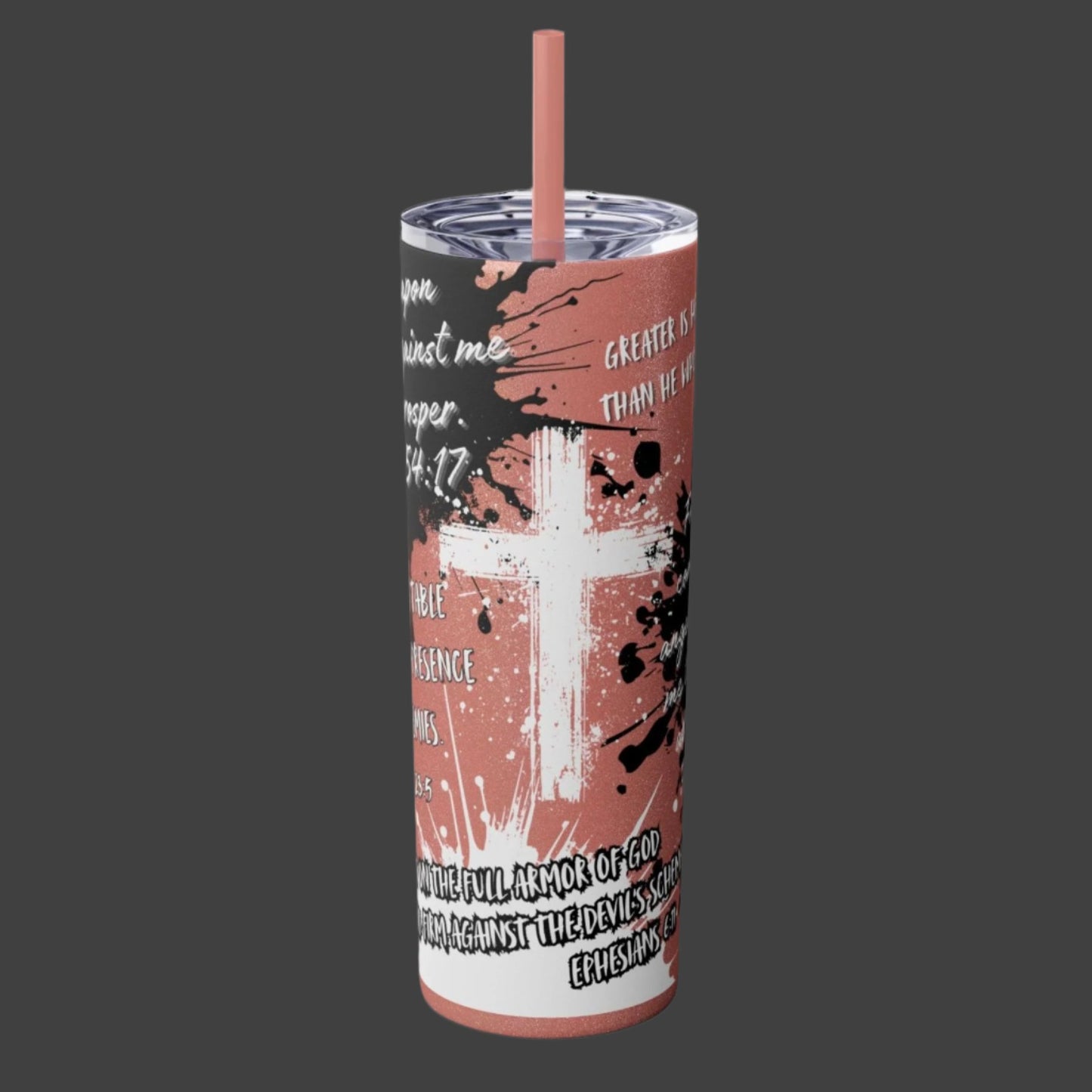 20oz Christian Tumbler With Straw. God's Protection Bible Verse Drink Cup