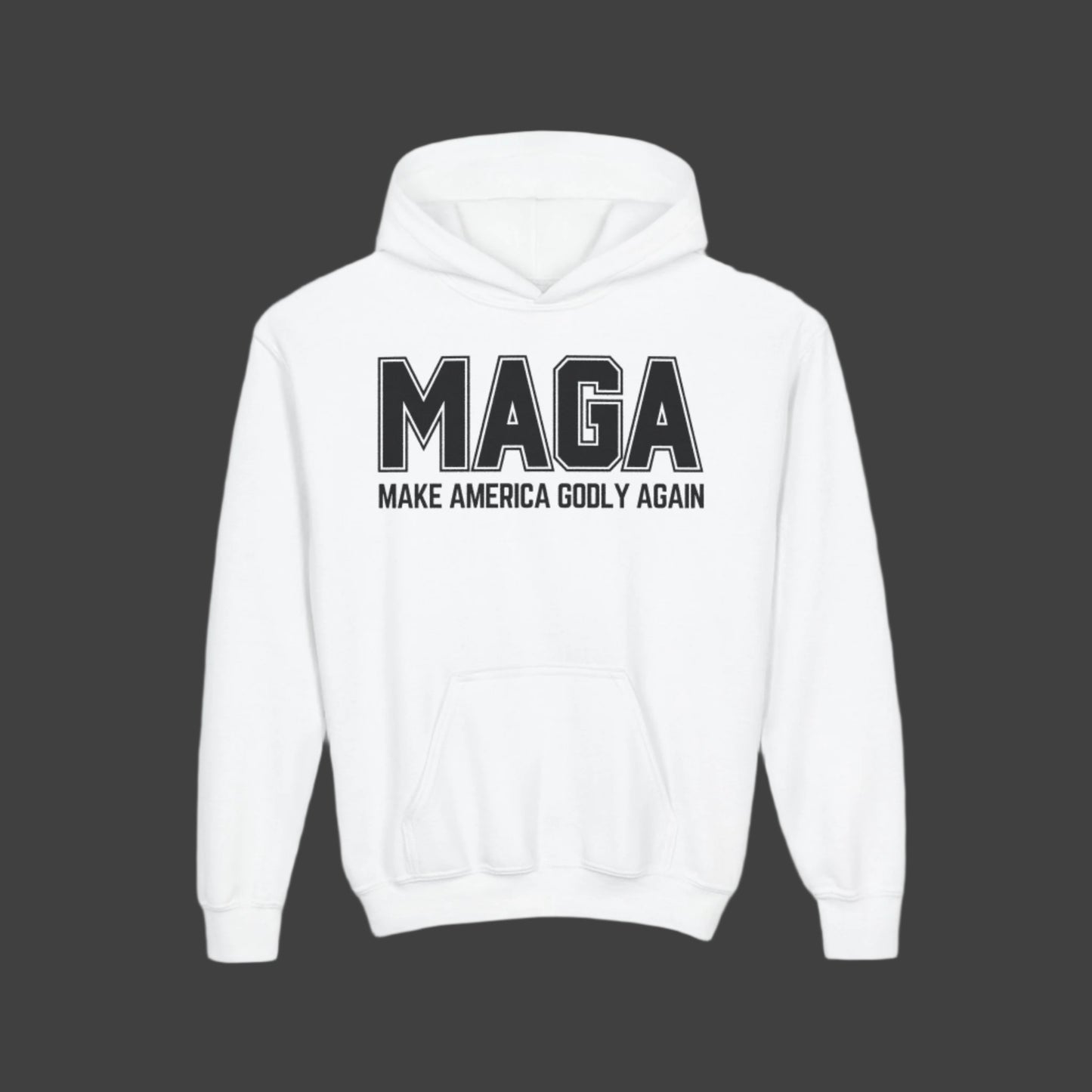 Kids Make America Godly Again MAGA Hooded Sweatshirt