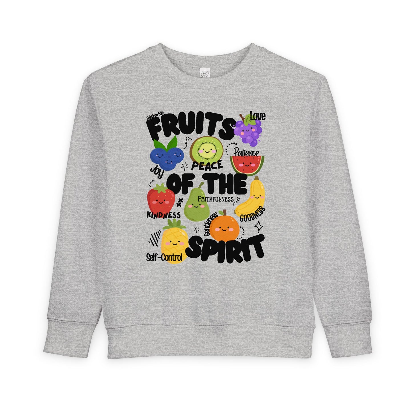 'Fruits of the Spirit' Toddler Sweatshirt - Cute Fruit Bible Verse Crewneck for Toddlers And Little Kids