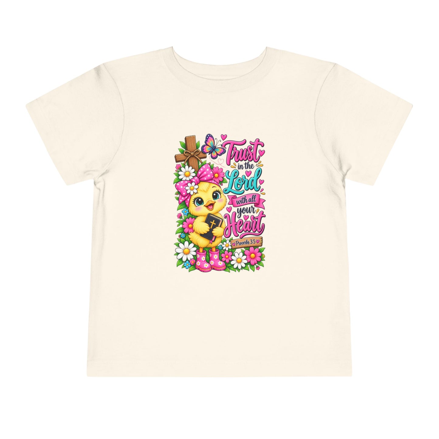 Trust in the Lord Toddler Girl T-Shirt | Proverbs 3:5 Christian Scripture Tee | Faith-Based Little Girls Shirt
