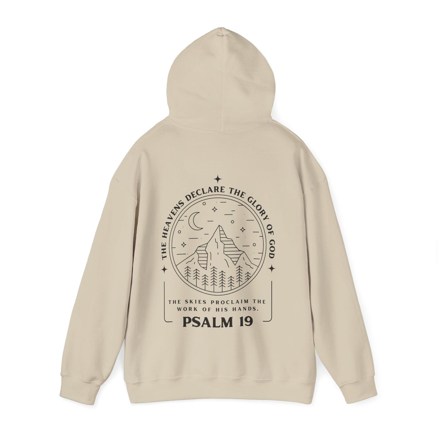 Psalm 19 Cozy Bible Verse Unisex Hoodie, Faith-Based Hooded Sweatshirt, God’s Glory Design, Spiritual Apparel